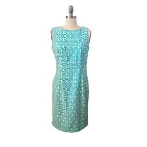 Mario Serrani Women's Sheath Dress Size 4 Green White Made In Italy
